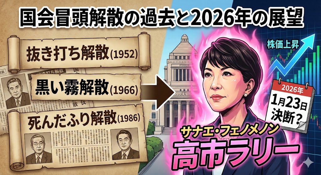 国会冒頭解散の過去事例5選！高市政権が狙う歴史的奇襲と2026年展望